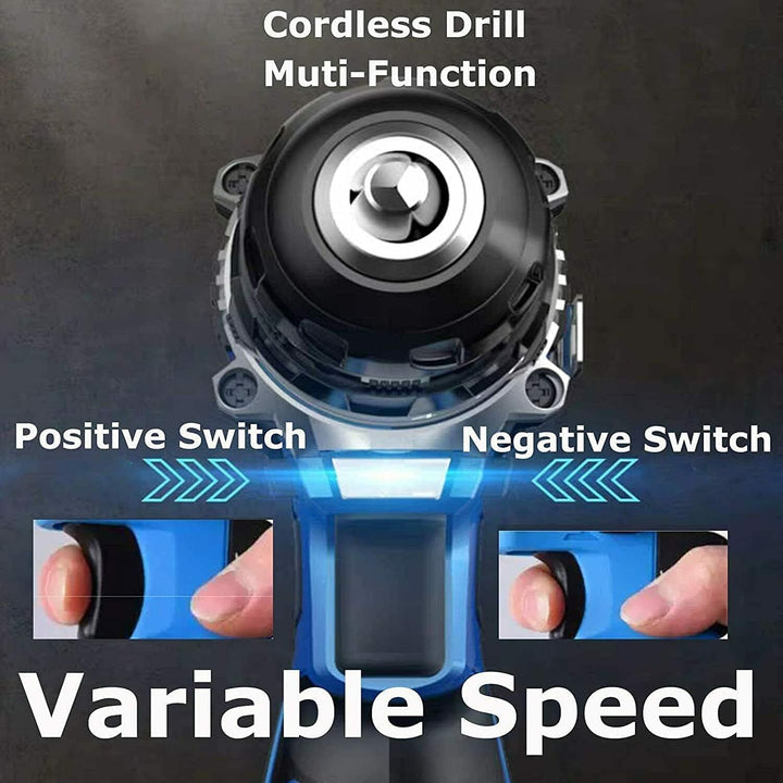 Akku-Bohrmaschine Akku-Schlagbohrschrauber mit 2x1500mAh Lithiumbatterie, 21V Akkuschrauber 45Nm Dre