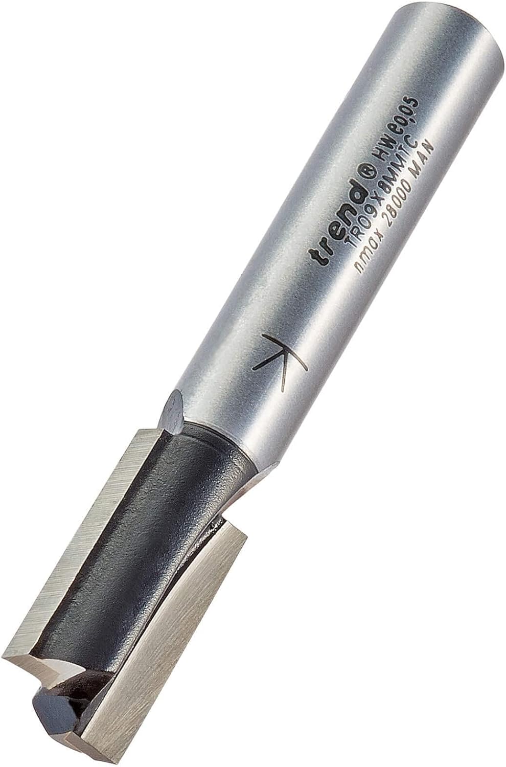 Trend Trade Zweischneidiger Fräser, 8 mm Schaft, 10 mm Schnittdurchmesser, 19 mm Schnittlänge, Hartm