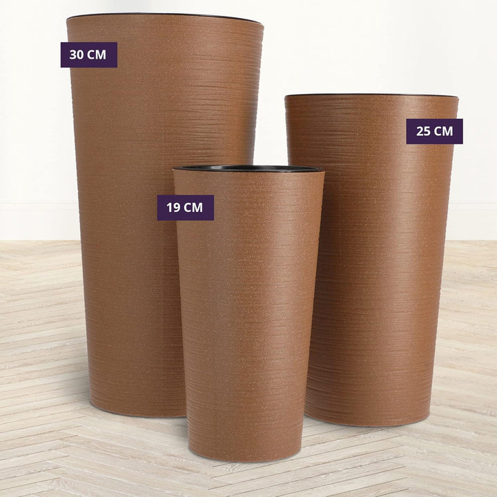 KADAX Blumentopf mit Holzspänen, eleganter Übertopf mit herausnehmbarer Einlage, Blumentopfschutz fü