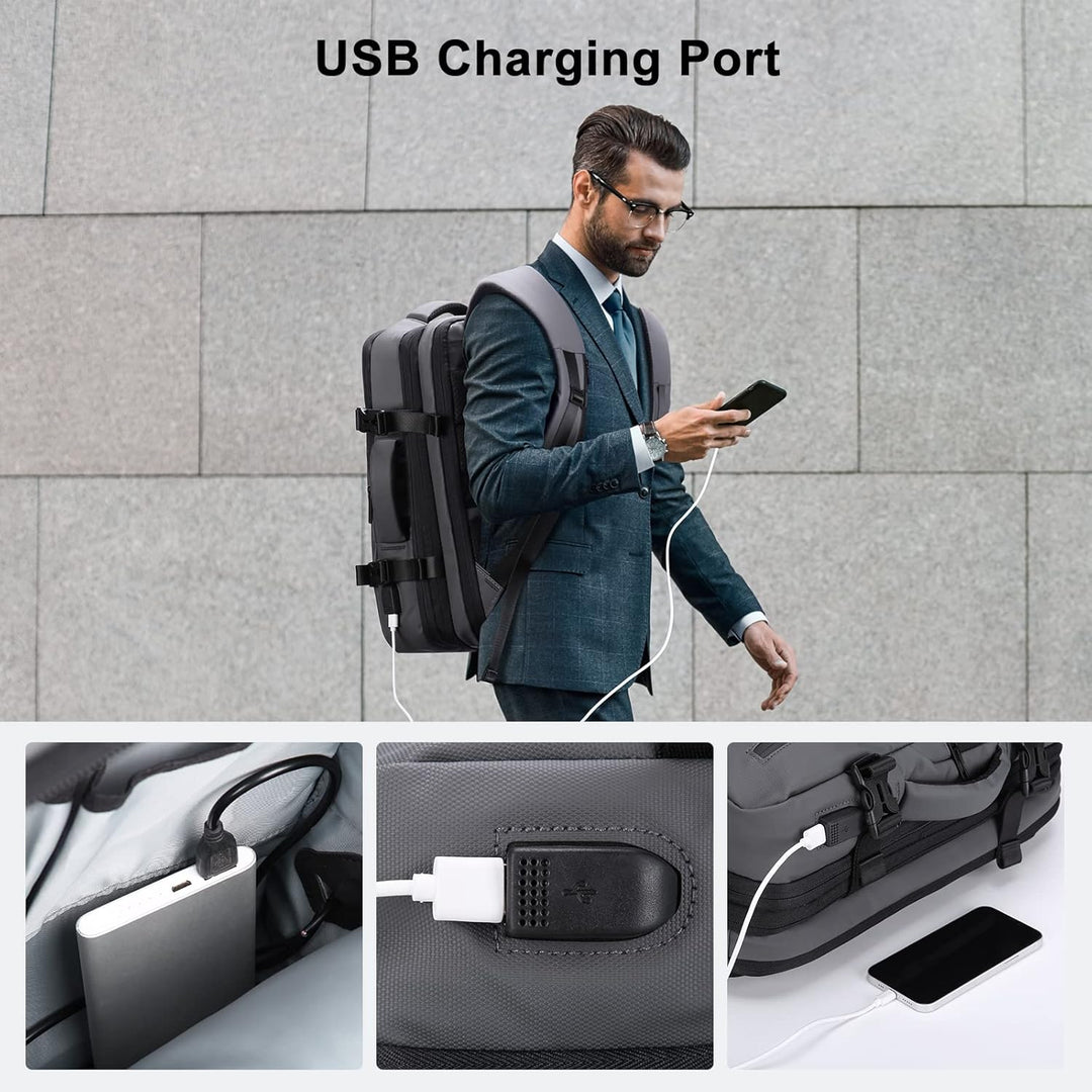 HOMIEE Handgepäck Reiserucksack, Supergross Laptop Rucksack Erweiterbar Diebstahlsicher Wasserabweis