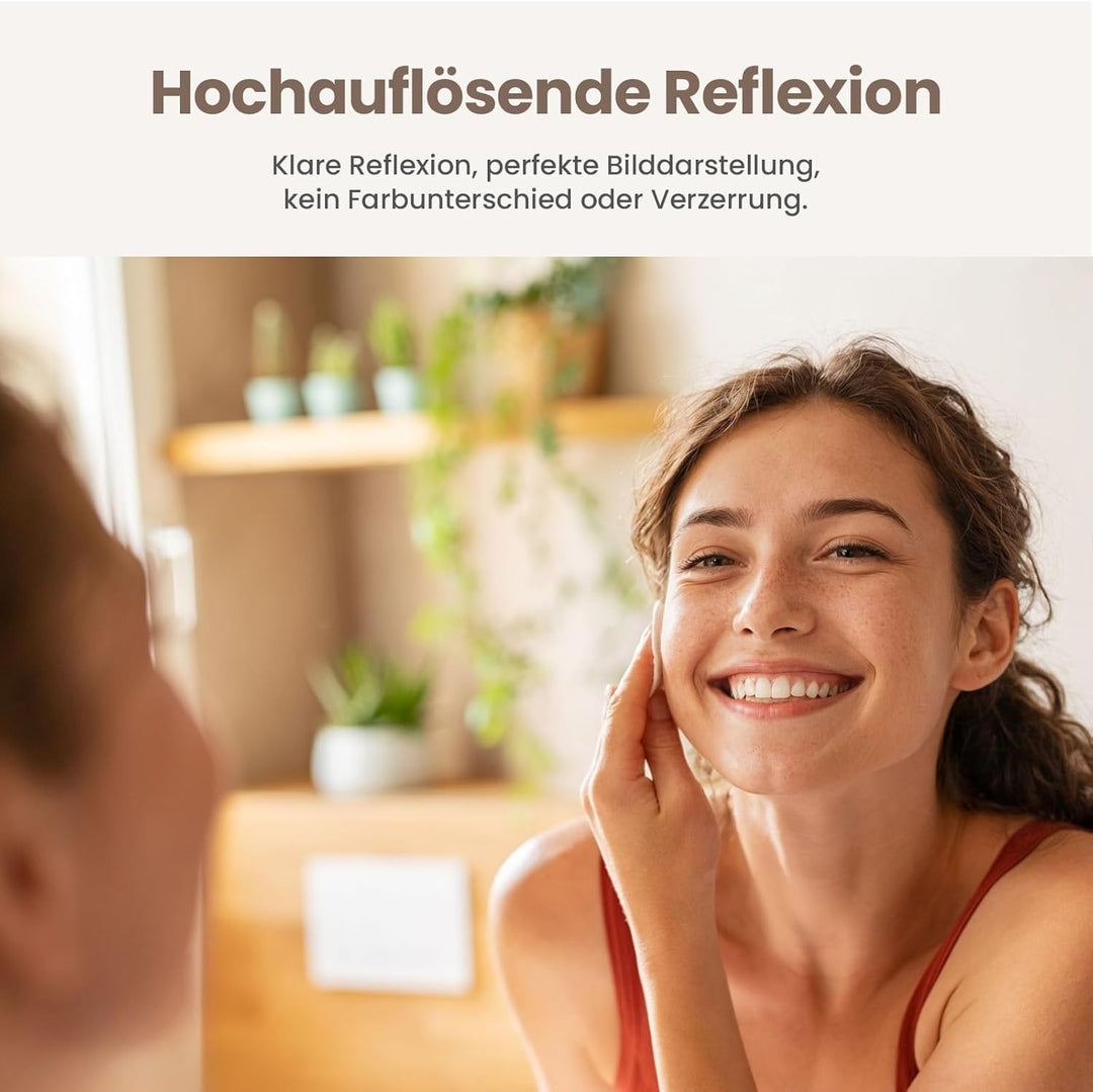 EMKE Badspiegel 45 x 60 cm, Asymmetrischer Spiegel, 360° Installation, Dekorativer HD-Wandspiegel fü