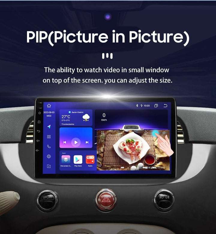 hizpo 9 Zoll Touchscreen Autoradio Kompatibel mit FIAT 500 2007-2014 mit Carplay/Android Auto 8-Core