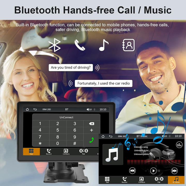Display Kabelloses Apple Carplay & Wireless Android Auto, Bildschirm 7 Zoll HD Touchscreen Tragbarer
