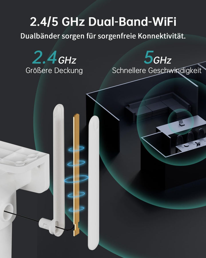 ZUMIMALL 5G/2,4GHz Überwachungskamera Aussen 2.5K 5MP WLAN Kamera Überwachung aussen Kabelgebunden,