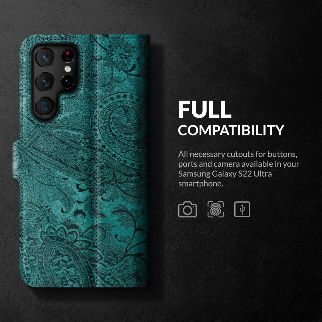 SURAZO Prestige Handyhülle für Samsung Galaxy S22 Ultra 5G – Premium Echtleder Hülle Schutzhülle mit