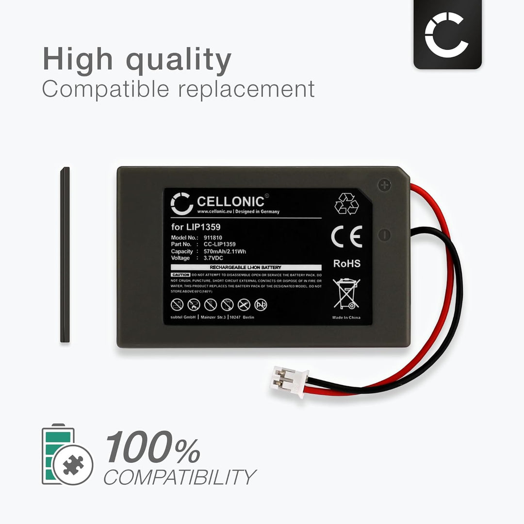 CELLONIC® Ersatz Akku LIP1359 kompatibel mit Sony Playstation 3 Controller, PS3 Dualshock Ersatzakku