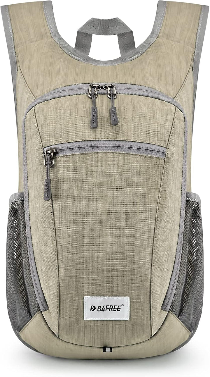 G4Free Kleiner Rucksack 10/15/20L Faltbarer Leichter Wanderrucksack Damen Herren, Beige 10Liters