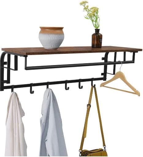 MAZAZU XL Wandgarderobe - Industrial Design mit Ablage und 5 Haken für Jacken und Accessoires - Plat