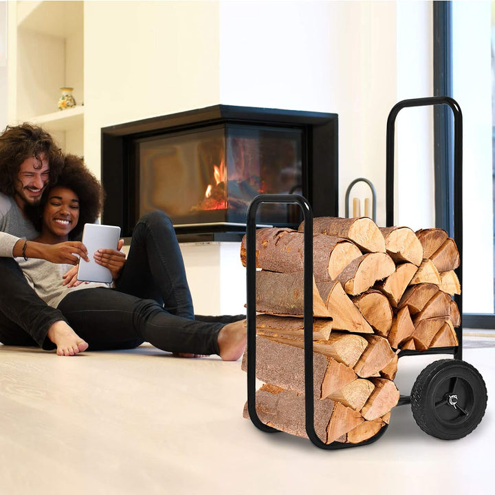 Gardebruk Kaminholzwagen Gross 105x56x45cm 80 kg Stahl Brennholzkarre Holzwagen Holzkorb Sackkarre T