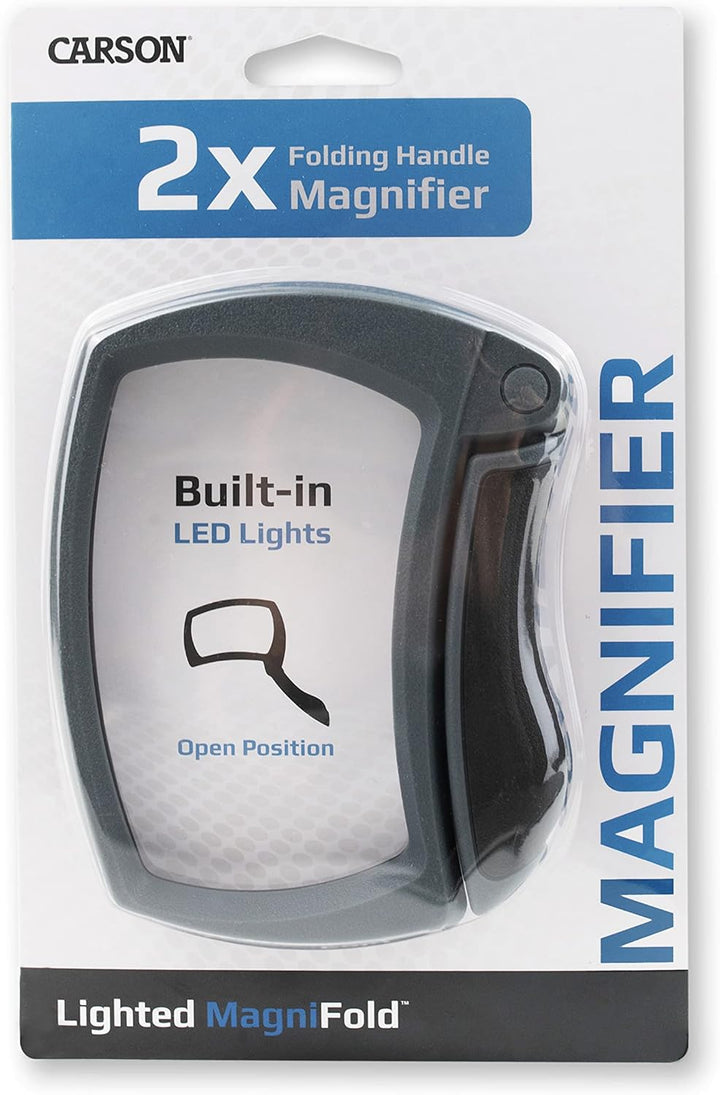Carson Lighted MagniFold 2x Handlupe mit Komfort-Klappgriff und LED (MJ-50) Vergrösserung (MJ-50), V