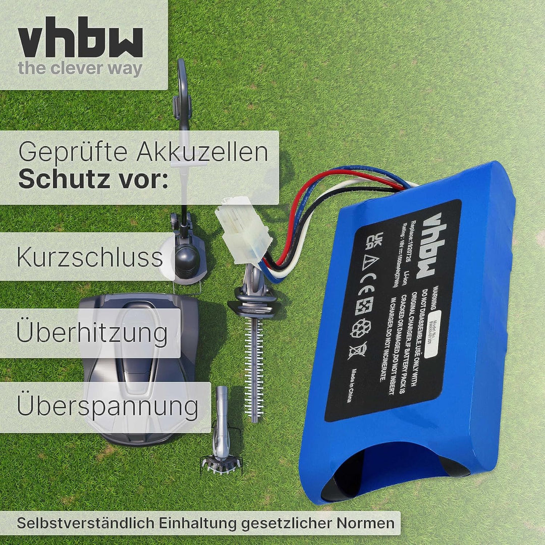 vhbw Akku Ersatz für Yard Force 1920726 für Rasenmäher Rasenroboter (1500mAh, 18V, Li-Ion)
