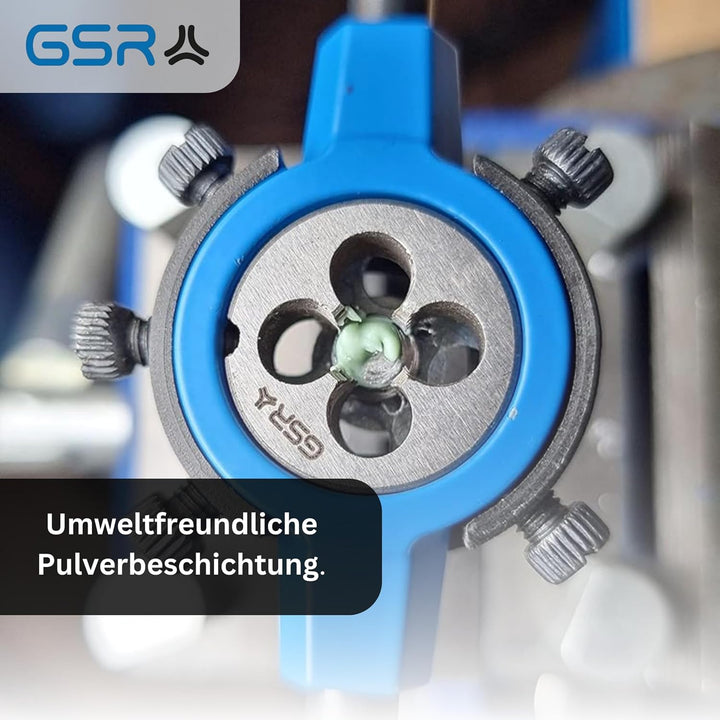 GSR Profi HSS Schneideisen Satz, 8-teilig, 25x9 Schneideisenhalter & M3-M12 Schneideisen, Form B vor