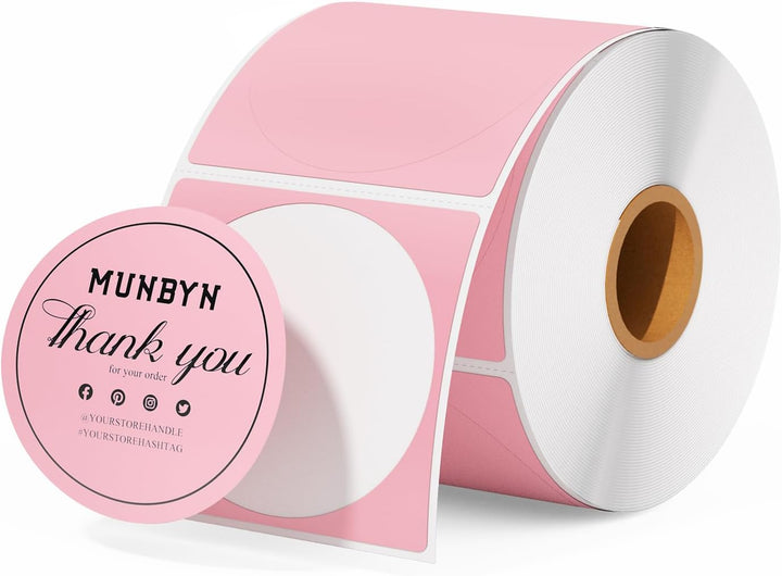 MUNBYN 2" Runde Etiketten Selbstklebend Rolle-Versandetiketten 750 Etiketten Kreis Thermodirekt Etik
