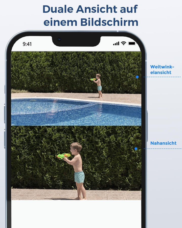 Reolink 4K 8MP PTZ PoE Überwachungskamera Aussen mit Dual-Objektiv, 6X Hybridzoom, 355°/90° Schwenkb