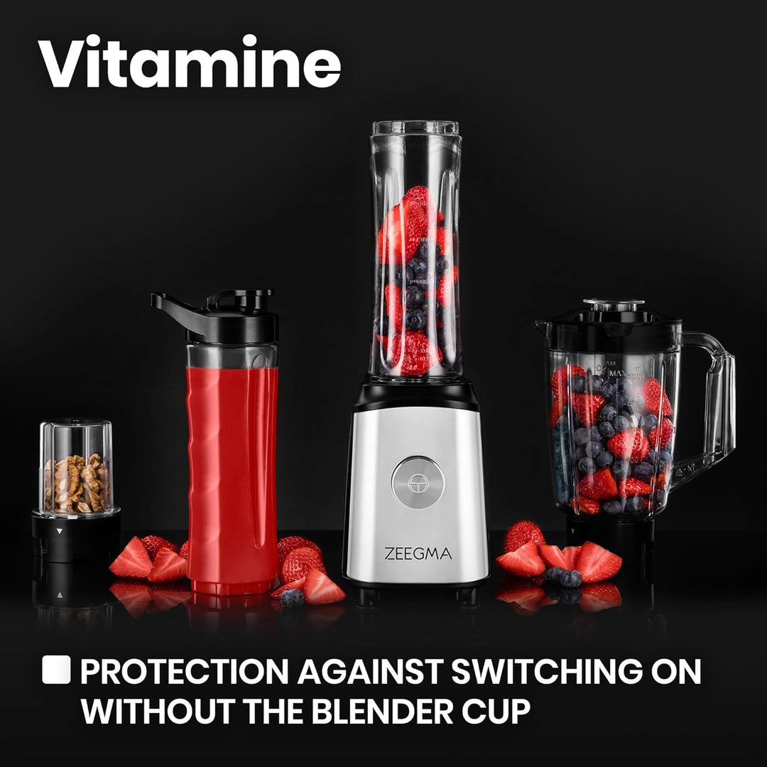 ZEEGMA Vitamine Multifunktion 4-in-1 Standmixer 1050W mit 1L Krug, Elektrischer Juicer Blender, Smoo