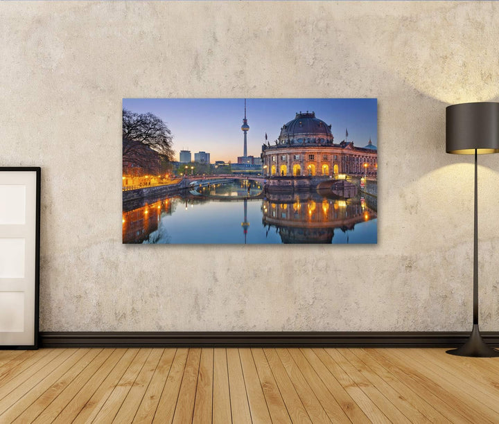 islandburner Bild auf Leinwand Berlin Abenddämmerung Bilder Wandbilder Poster Leinwand 100x57cm, Lei