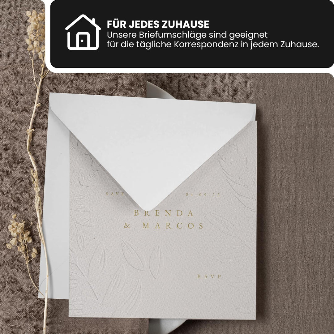 Netuno 500 Briefumschläge Weiss quadratisch 14 x 14 cm 100g quadratische Papier-Umschläge nasskleben