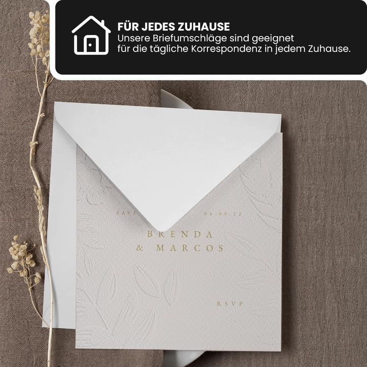 Netuno 500 Briefumschläge Weiss quadratisch 14 x 14 cm 100g quadratische Papier-Umschläge nasskleben