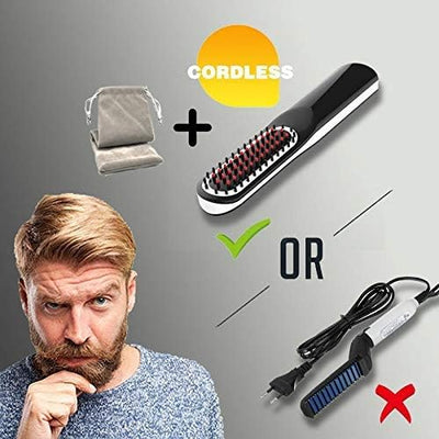 Bartglätter für Männer, Bartglättungskamm mit Schnurlos/Mini-Grösse/Automatische Abschaltung/Verbrüh