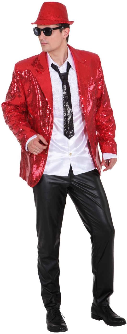 Pailletten Show Jacket rot, Erwachsenen-Grösse:52/54 52-54, 52-54