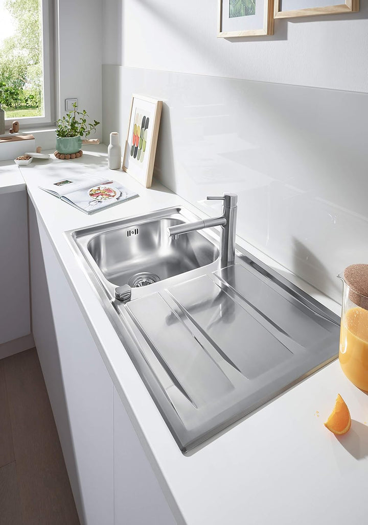 GROHE Concetto Küchenarmatur, mittelhoher Auslauf zum Herausziehen, Schwenkbereich 100°, SuperSteel