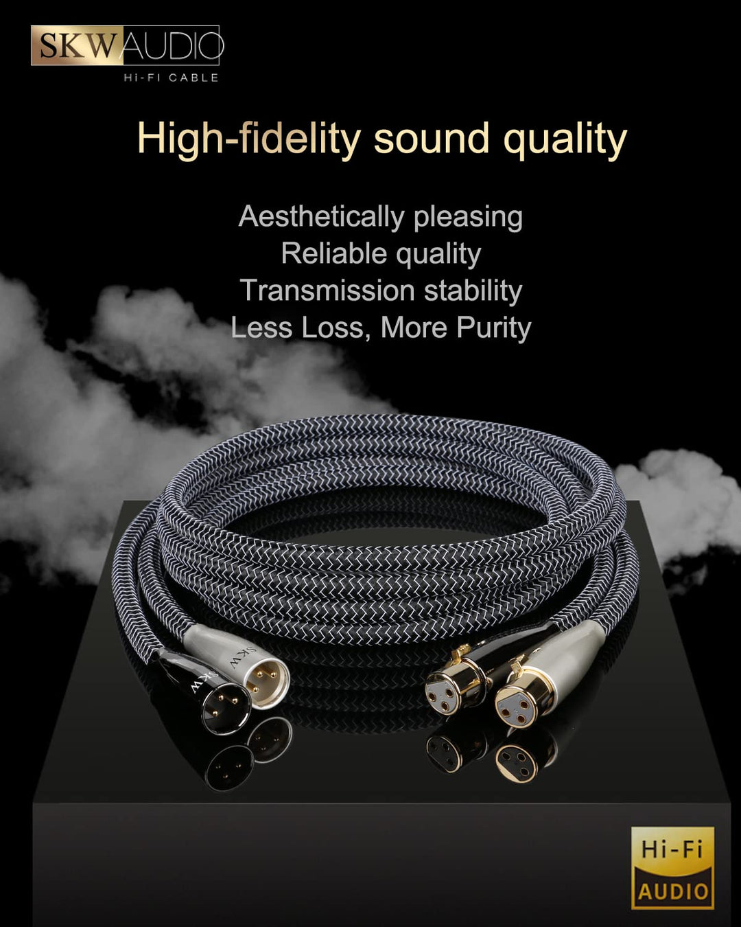 SKW High End Kupfer und Silberlitzendrähte HiFi Balanced XLR Stecker auf XLR Buchse 3 PIN Mikrofonka