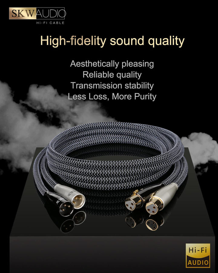 SKW High End Kupfer und Silberlitzendrähte HiFi Balanced XLR Stecker auf XLR Buchse 3 PIN Mikrofonka