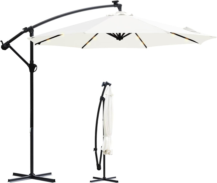 Sekey® LED Solar Ampelschirm 300cm LED Sonnenschirm-Solarbetrieben - UV50+ Sonnenschutz - Robust und