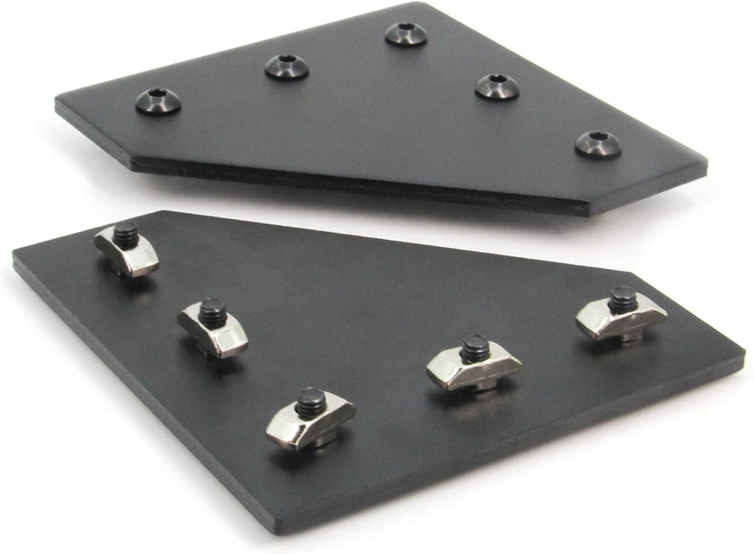 Zeberoxyz 8 STÜCKE Schwarze L-Form-Eckhalterplatte mit Schrauben und T-Muttern, 5-Loch 90-Grad-Gelen