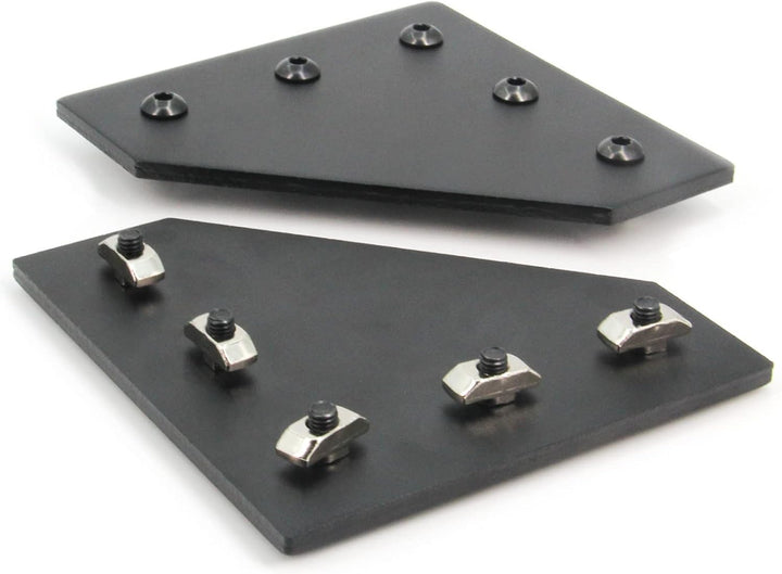 Zeberoxyz 8 STÜCKE Schwarze L-Form-Eckhalterplatte mit Schrauben und T-Muttern, 5-Loch 90-Grad-Gelen