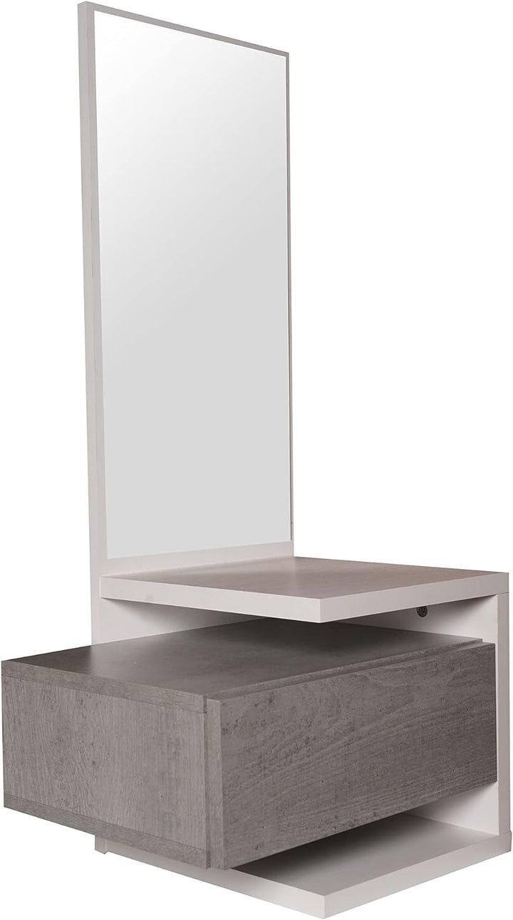 Dmora - Eingangsmöbel mit Spiegel, Flureingang mit Schublade und Regal, Taschenleerer für kleine Woh