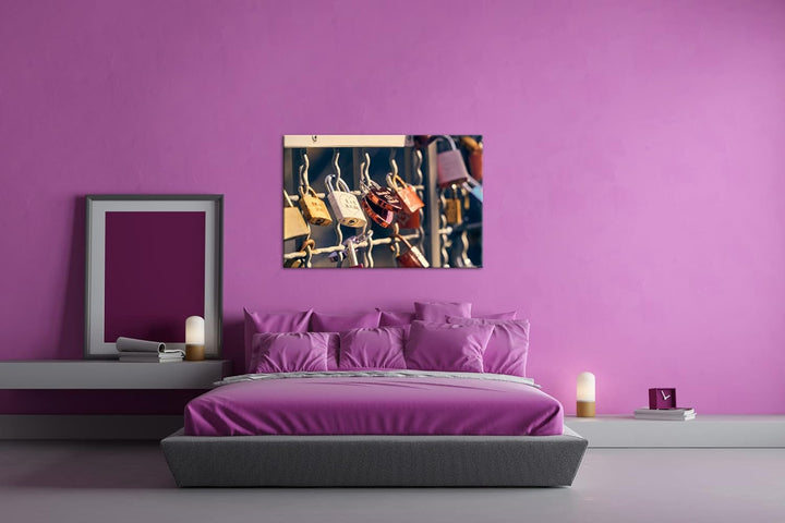 deyoli Liebes Schlösser Format: 80x60 als Leinwandbild, Motiv fertig gerahmt auf Echtholzrahmen, Hoc