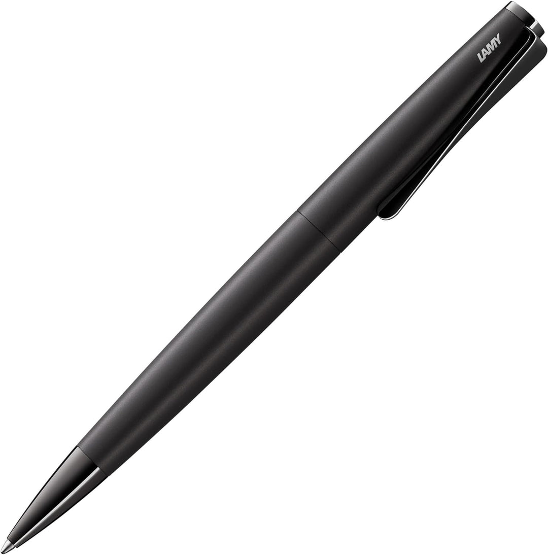 LAMY studio Premium Kugelschreiber 266 aus Edelstahl in schwarzem Lack-Finish, propellerförmige Clip