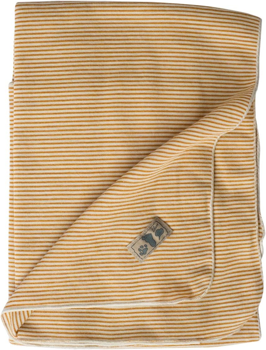 Lilano, Leichte Merino/Seide Ringel Babydecke, 70% Wolle (KBA), 30% Seide, 210Gr./m² (Curry Geringel