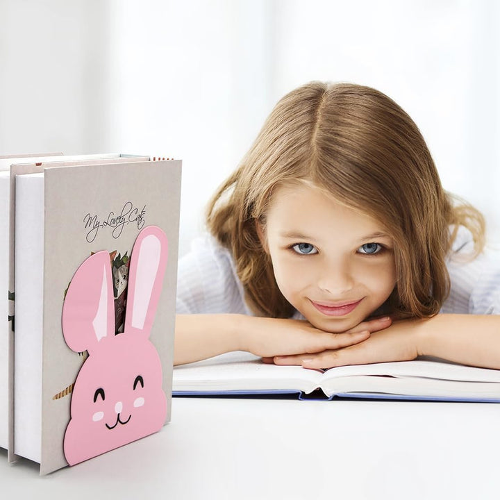 1 Paar niedliche Metall-Buchstützen, Cartoon-Tier-Hase, lange Ohren, rutschfest, Eisen, Buchstütze,