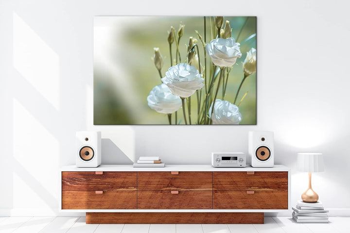 deyoli weisser Blumenstrauss Format: 80x60 als Leinwandbild, Motiv fertig gerahmt auf Echtholzrahmen