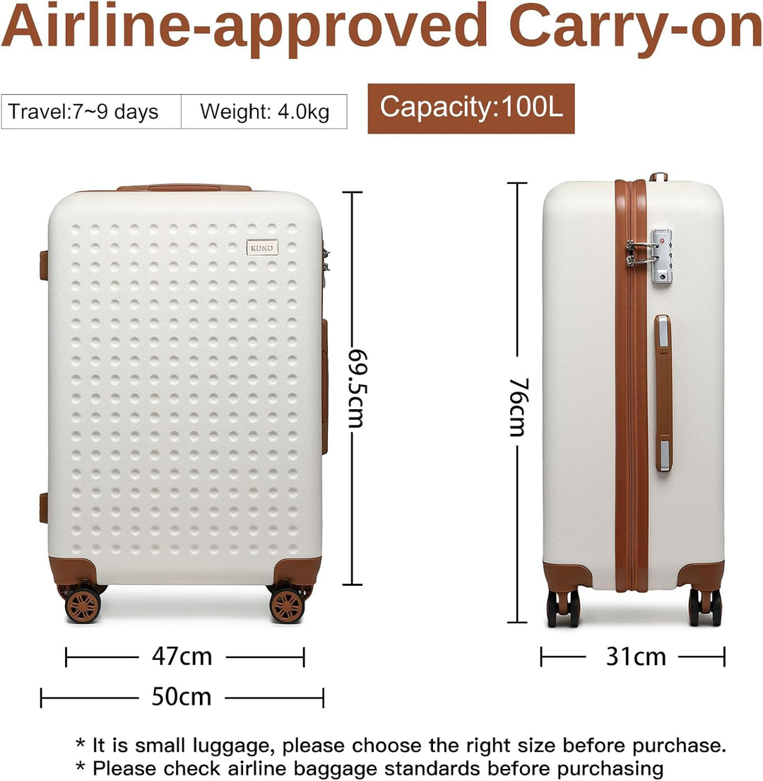 Kono Hartschalenkoffer Reisekoffer Koffer Trolleys 100% ABS Handgepäck Koffer mit 8 Spinnerräder Rol