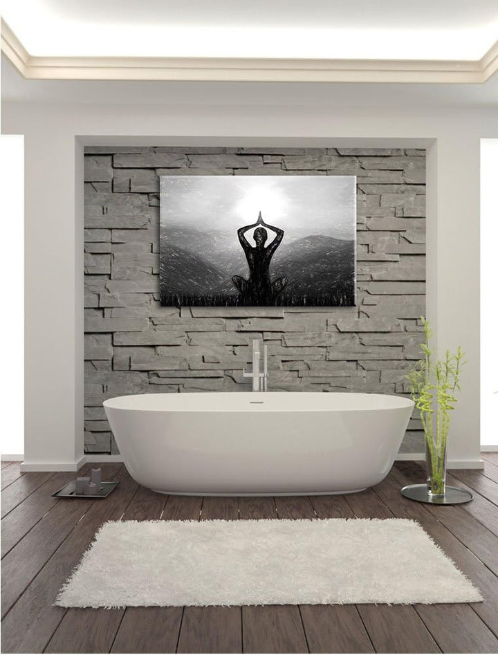 Pixxprint Yoga und Meditation als Leinwandbild/Grösse: 100x70 / Wandbild/Kunstdruck/fertig bespannt,