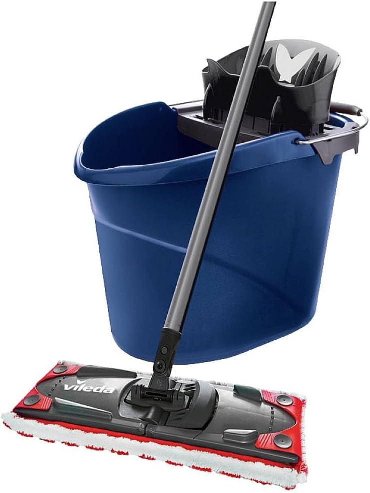 Vileda ULTRAMAX 2in1 Bodenwischer Komplett Set, Wischmopp mit Stiel, Mikrofaser-Bezug und Eimer mit