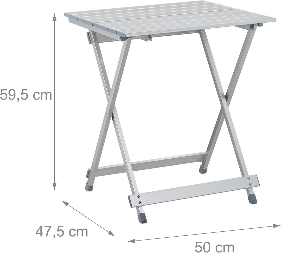 Relaxdays Klapptisch, wetterfest, Beistelltisch HBT: 61 x 49,5 x 47,5 cm für den Garten, robustes Al