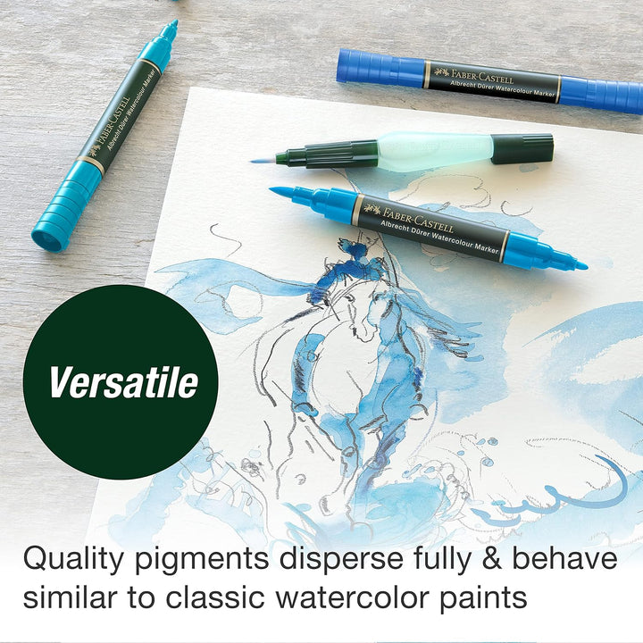 Faber-Castell 160308 - Aquarellmarker Albrecht Dürer mit Doppelspitze, 5er Etui, Marker mit Faser- u