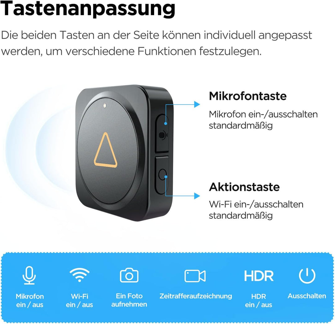VIOFO Bluetooth Notfall Fernbedienung für A129 Reihe Dashcam, A119 Mini, A229 Duo, T130 u. A139 / A1