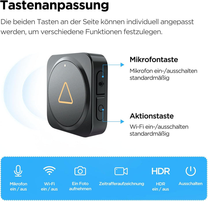 VIOFO Bluetooth Notfall Fernbedienung für A129 Reihe Dashcam, A119 Mini, A229 Duo, T130 u. A139 / A1