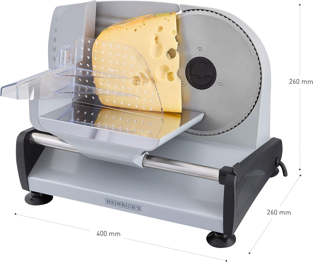 HEINRICHS Metall-Allesschneider, elektrische Brotschneidemaschine, Wurstschneidemaschine, Edelstahl-