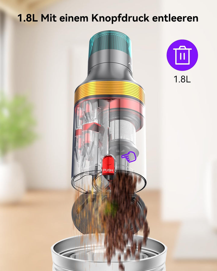 aonus A9 Max Akku Staubsauger 48Kpa 600W, Staubsauger Kabellos Freistehend mit Touchscreen, Bis zu 7