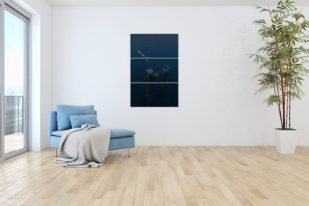 deyoli tiefer Tauchgang zum Meeresgrund Format: 3Teilig als Leinwandbild, Motiv fertig gerahmt auf E
