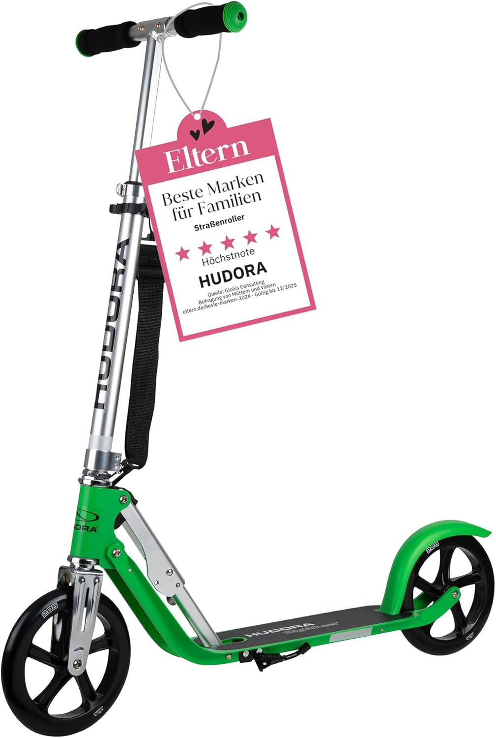HUDORA BigWheel Scooter 205 - Stabiler Aluminium-Roller - Höhenverstellbarer & zusammenklappbarer Ci