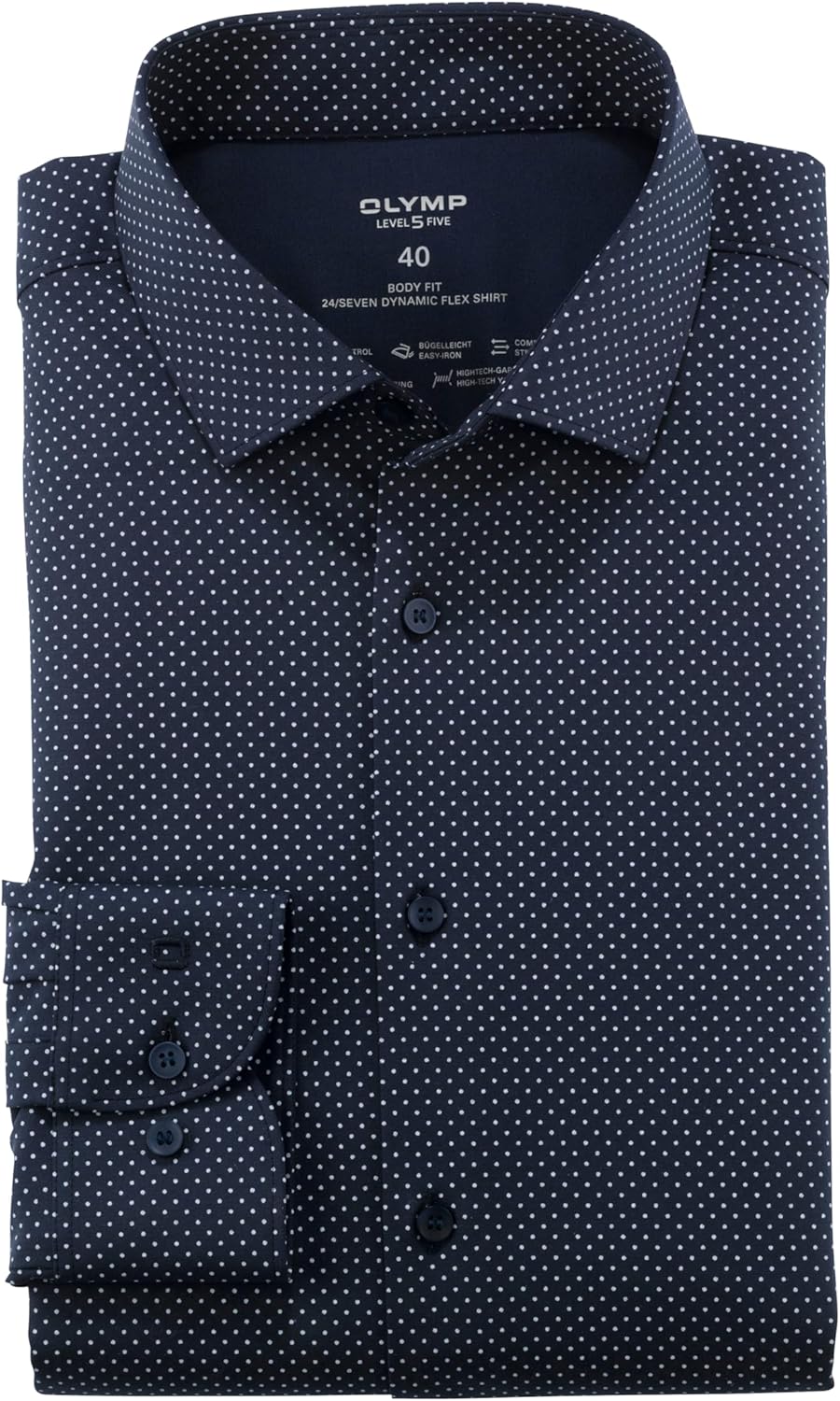 OLYMP Herren Businesshemd Level Five 24/Seven,Einfarbig,Body fit,Kent-Kragen 39 Marine 18, 39 Marine