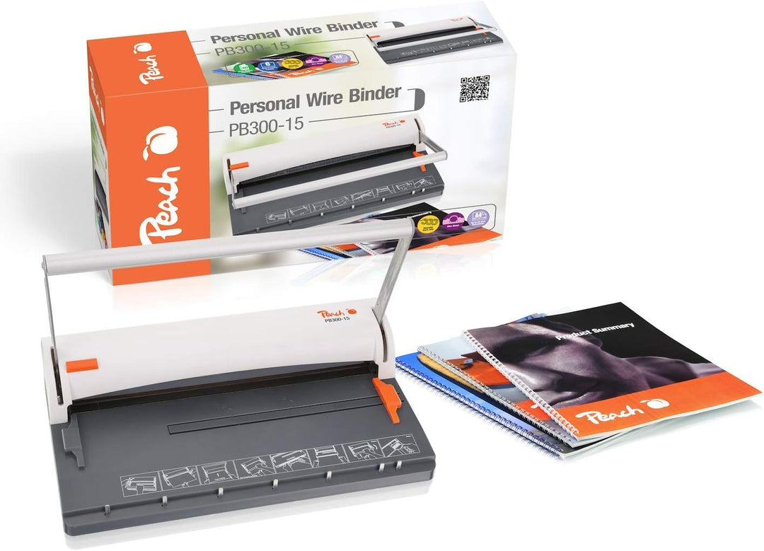 Peach Draht Bindemaschine - bindet 60 A4 Seiten - inkl. 100 Drahtbinderücken - 6 Blatt Stanzkapazitä
