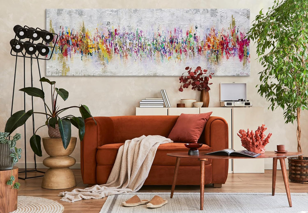 YS-Art Abstrakt Acryl Gemälde auf Leinwand handgemalt Abstraktion II Wandbilder Wohnzimmer moderne f